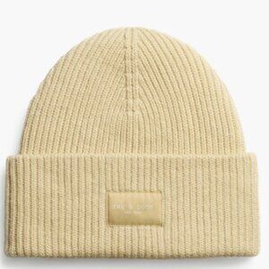 Rag & Bone Blake Logo Patch Wool Blend Rib Beanie